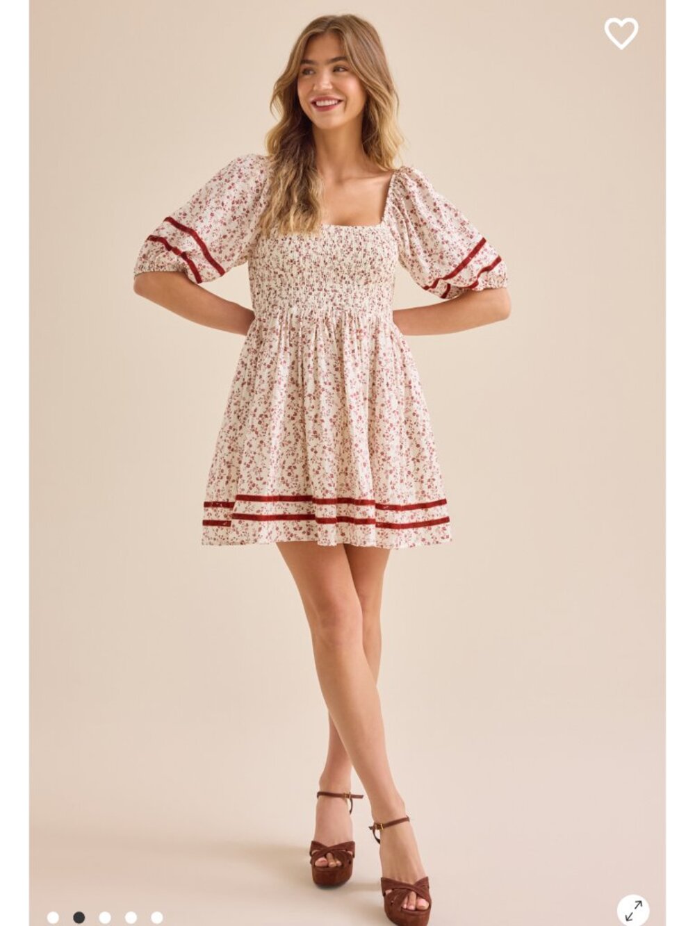 Altar'd State Dress Chaya Puff Sleeve Mini Dress - Picture 2 of 5